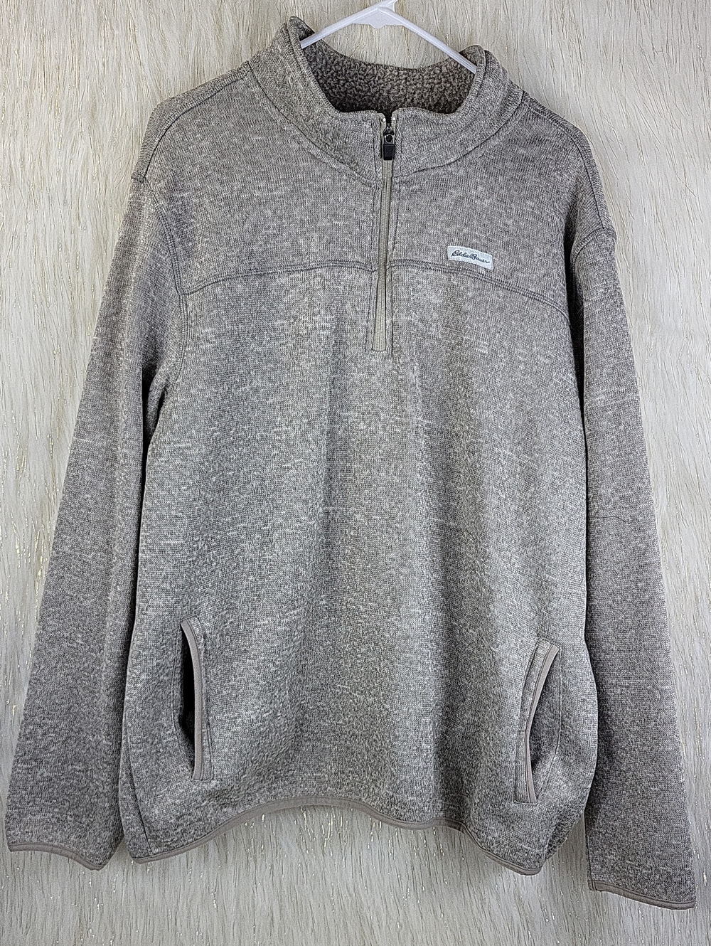 Eddie Bauer Tan Quarter-Zip Fleece Pullover